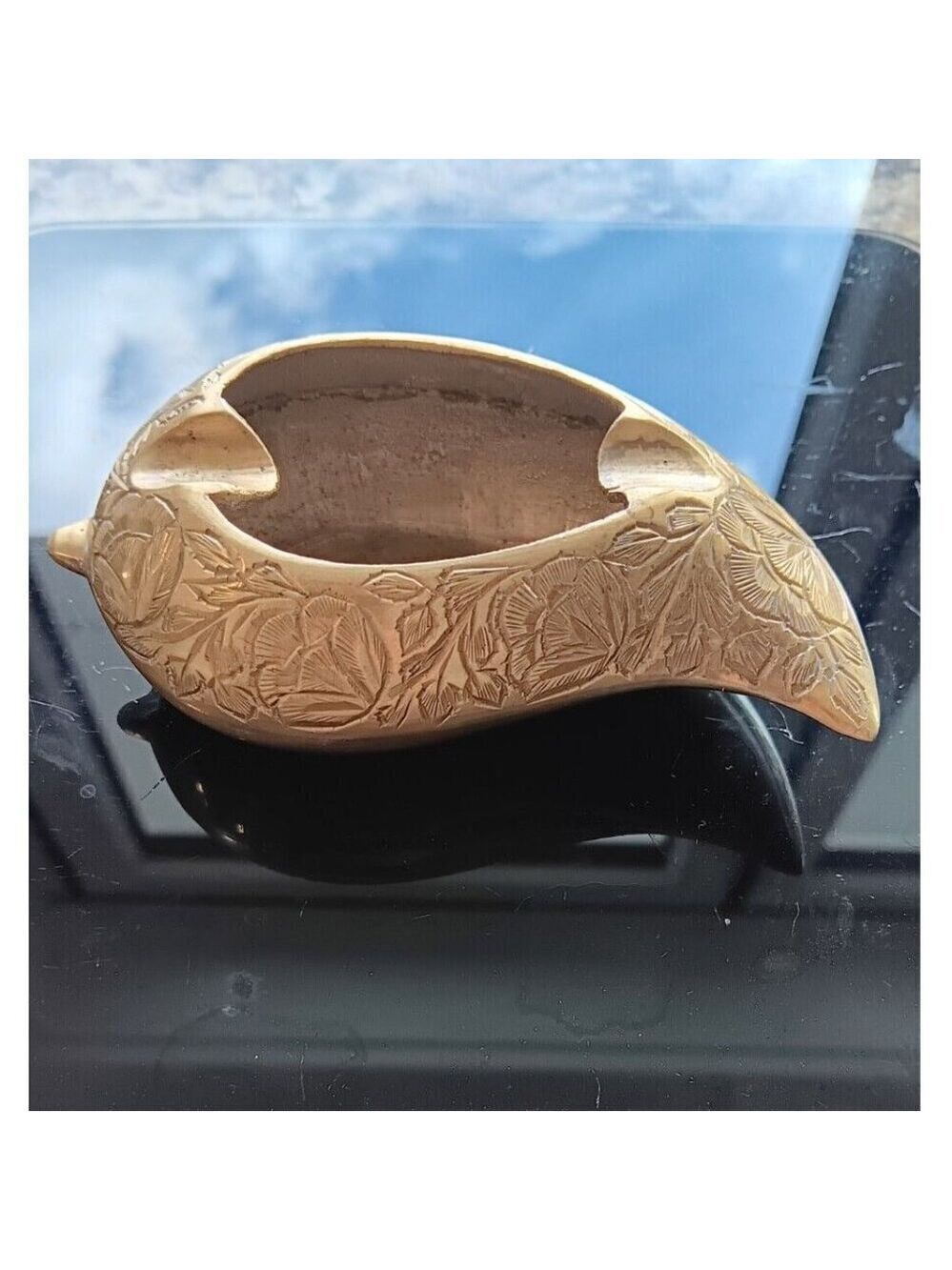 Rare Vintage Aladdin's Shoe Brass Ashtray Engraved Made In India